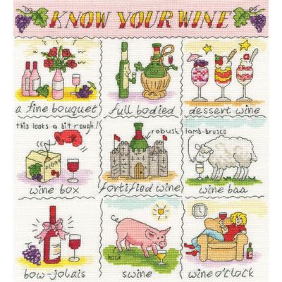 Bothy Threads Counted Cross Stitch kit Know Your Wine, XHS11, 26x28cm, DIY