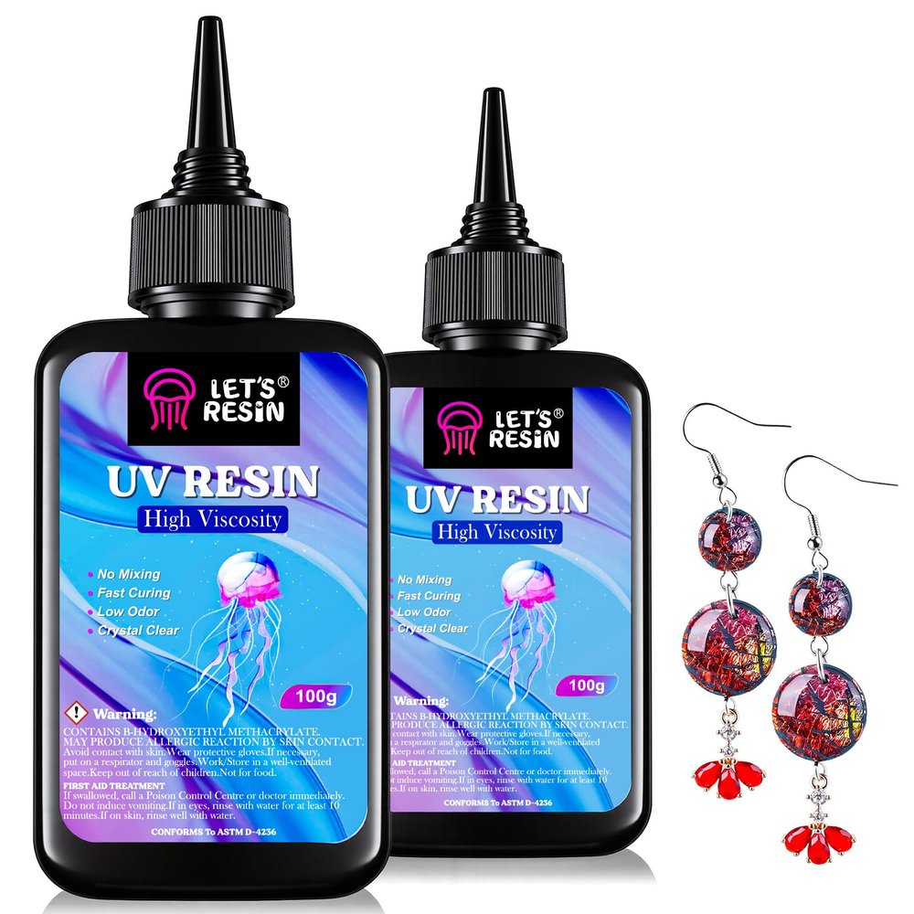 LET'S RESIN UV Resin,200g High Viscosity Crystal Clear Thick UV Resin Kit, Quick-Curing&Low Shrinkage Ultraviolet Epoxy Resin for Crafts, Doming, Coating