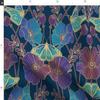 Spoonflower Fabric - Jewel Tone Poppies Art Nouveau Poppy and Butterfly Blue Aqua Purple Printed on Denim Fabric by The Yard - Bottomweight Apparel Home Decor Upholstery view 2