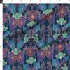 Spoonflower Fabric - Jewel Tone Poppies Art Nouveau Poppy and Butterfly Blue Aqua Purple Printed on Denim Fabric by The Yard - Bottomweight Apparel Home Decor Upholstery view 4