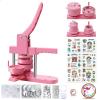 Happizza Button Maker Machine Multiple Sizes, Pin Maker Machine 1+2.25 inch, Badge Button Press Machine with Cute Stickers and 200 Sets Button Making Supplies&Circle Cutter for Girls Women(Pink) view 1