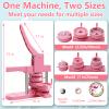 Happizza Button Maker Machine Multiple Sizes, Pin Maker Machine 1+2.25 inch, Badge Button Press Machine with Cute Stickers and 200 Sets Button Making Supplies&Circle Cutter for Girls Women(Pink) view 2