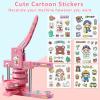 Happizza Button Maker Machine Multiple Sizes, Pin Maker Machine 1+2.25 inch, Badge Button Press Machine with Cute Stickers and 200 Sets Button Making Supplies&Circle Cutter for Girls Women(Pink) view 3