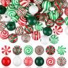 180 Pieces Christmas Beads Candy Cane Wooden Christmas Focal Beads Red Green White Candy Swirl Crafts for Jewelry Making DIY Xmas Garland Tree Home Party Holiday Decoration view 1
