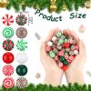 180 Pieces Christmas Beads Candy Cane Wooden Christmas Focal Beads Red Green White Candy Swirl Crafts for Jewelry Making DIY Xmas Garland Tree Home Party Holiday Decoration view 2