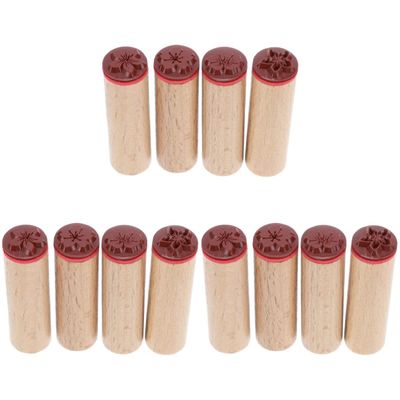 COHEALI 12 pcs Round Wood Wooden Natural Wood Round Wooden Rubber Stamp Rubber Stamp Floral