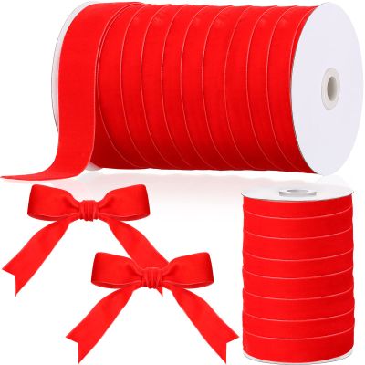 Chuangdi 1 Inch, 60 Yard Christmas Red Velvet Ribbon Wide Vintage Velvet Ribbons for Christmas Tree Ornaments Flower Bouquets Wedding Wreath Bow Making DIY Craft Choker