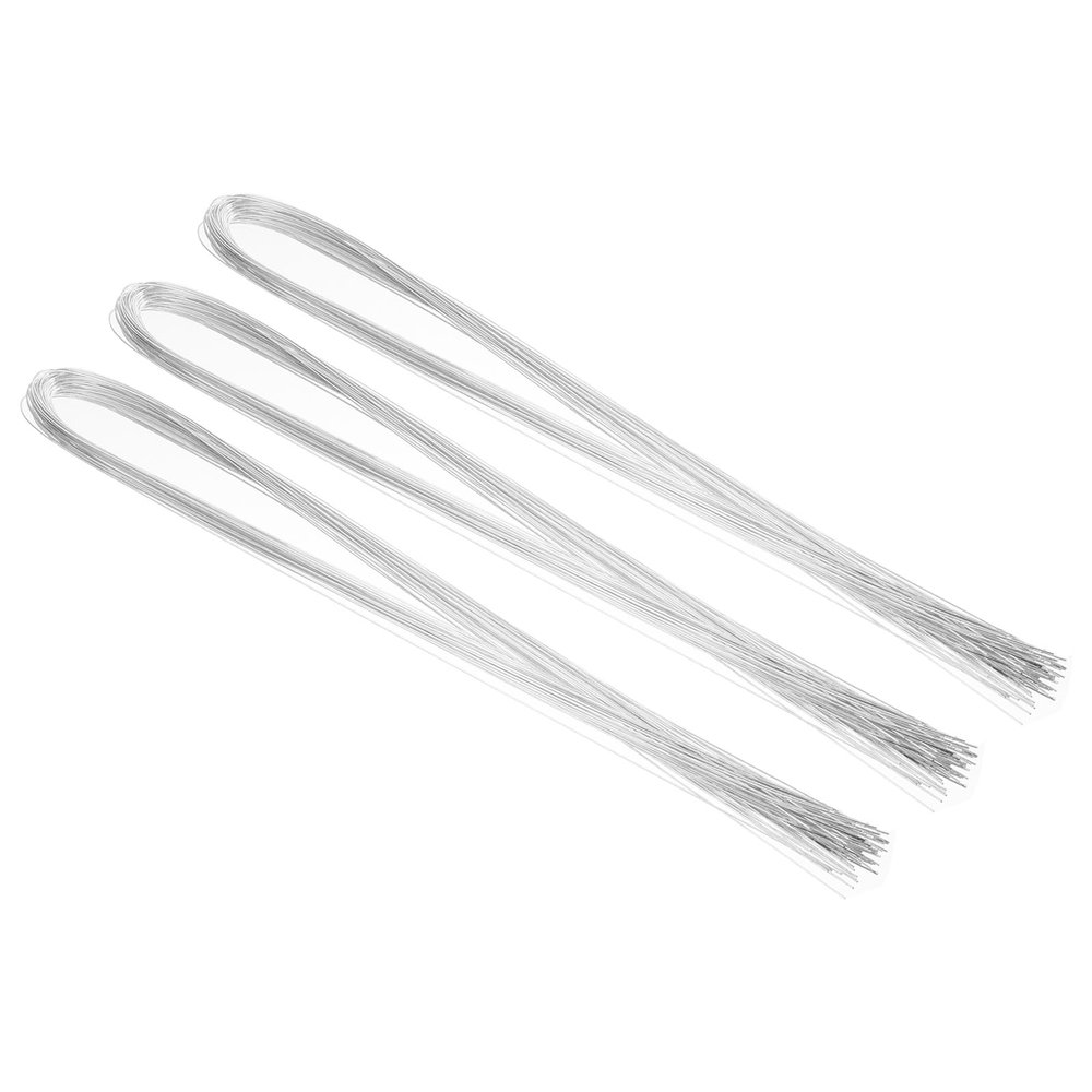 PATIKIL 32 Inch 22 Gauge Floral Stem Wire, 3 Pack/120 Pieces Bouquet Stem Paper Wrapped for DIY Crafts Flower Arrangements, Silver Tone