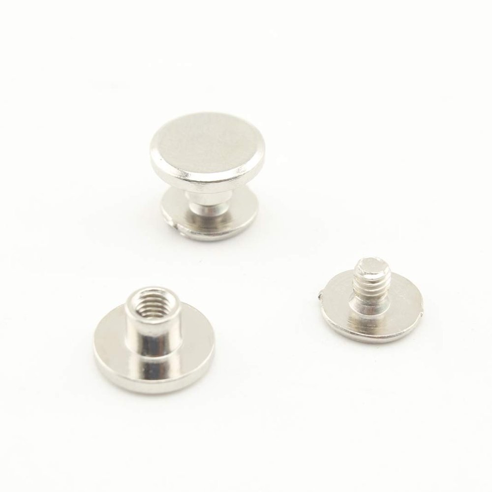 3dancraftit Zinc Alloy Round Chicago Binding Screw Rivets Concho Screw Button Nail Rivet for DIY Leather Decoration Bookbinding 3/8" x 1/8" / 9mm x 3mm Nickel H127
