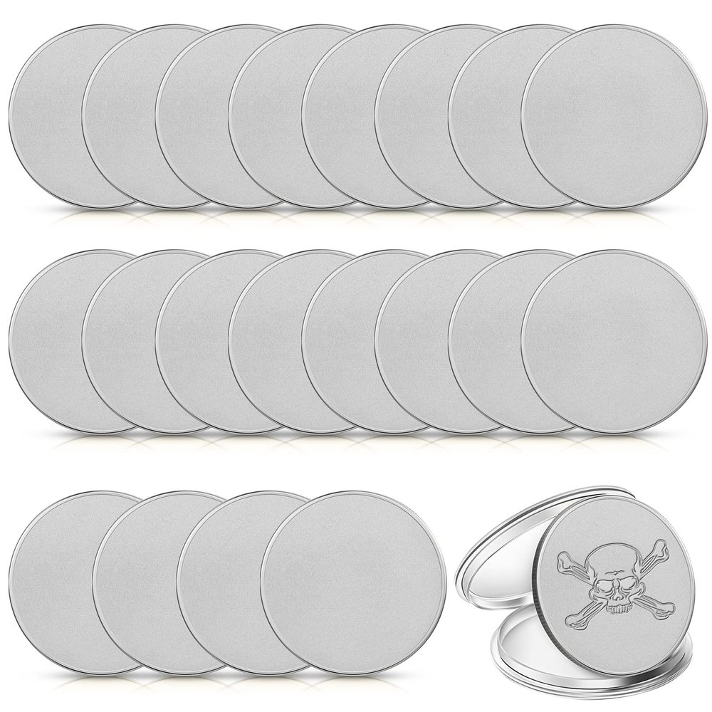 20 Pieces Blank Challenge Coin Threaded Edged 40 mm with Acrylic Protection Box Laser Engravable Pattern for DIY Crafts Engraving Travel Birthday Commemorative Collection Supplies (Silver)