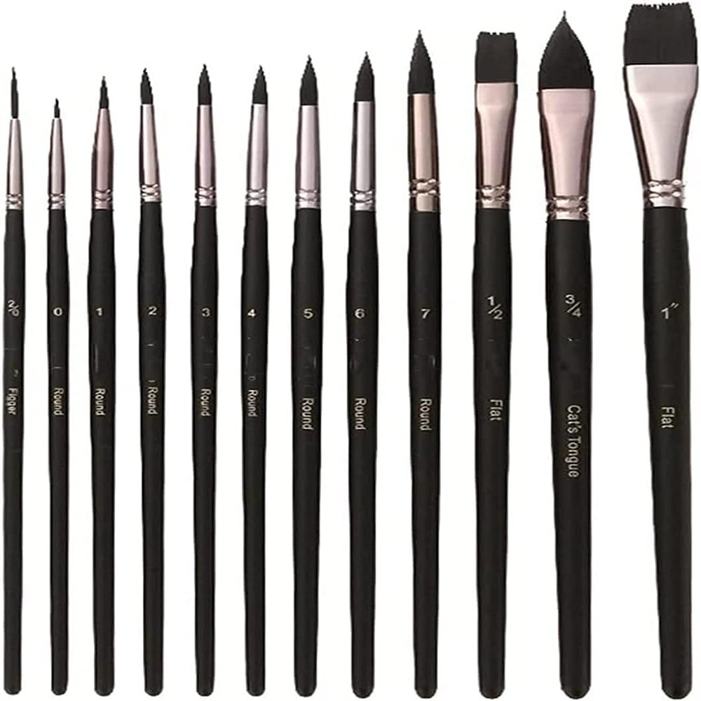 NIUBB 12PCS Professional Watercolor Paint Brushes Set Artist Synthetic Fine Squirrel Brush Round Tip for Detail Gouache Acrylic Oil