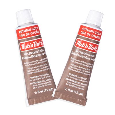 AMACO Rub n Buff Wax Metallic Finish - 2 Rub n Buff Autumn Gold 15ml Tubes - Versatile Gilding Wax for Finishing Furniture Antiquing and Restoration - Rub and Buff Colors Set of Two