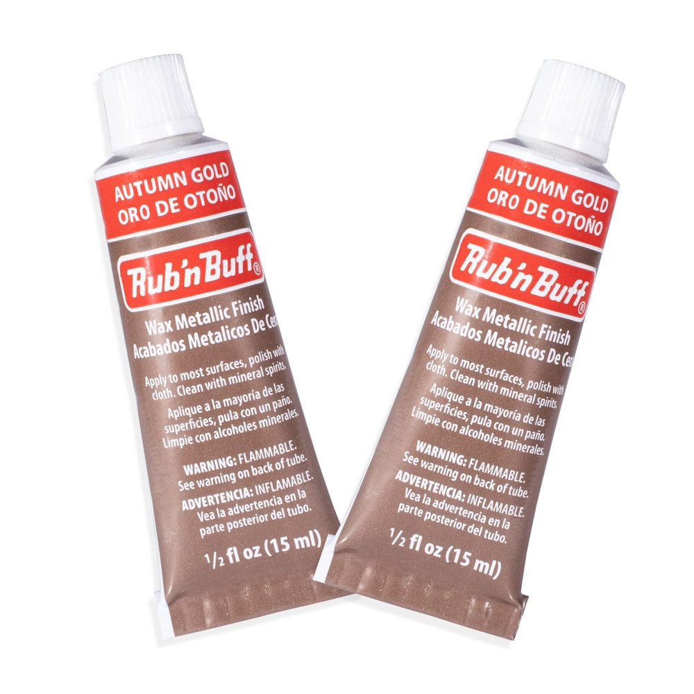 AMACO Rub n Buff Wax Metallic Finish - 2 Rub n Buff Autumn Gold 15ml Tubes - Versatile Gilding Wax for Finishing Furniture Antiquing and Restoration - Rub and Buff Colors Set of Two