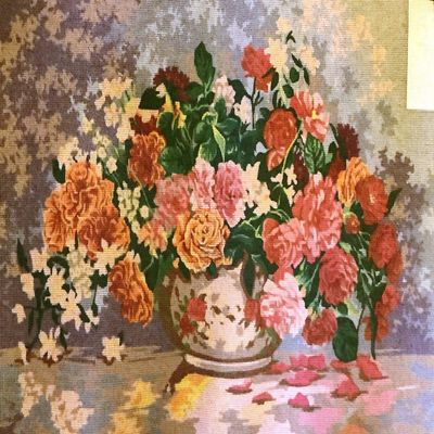 Printed Canvas for Cross Stitch Tapestry Embroidery Gobelin Needlepoint Collection D'art (Bouquet of Roses 12965)