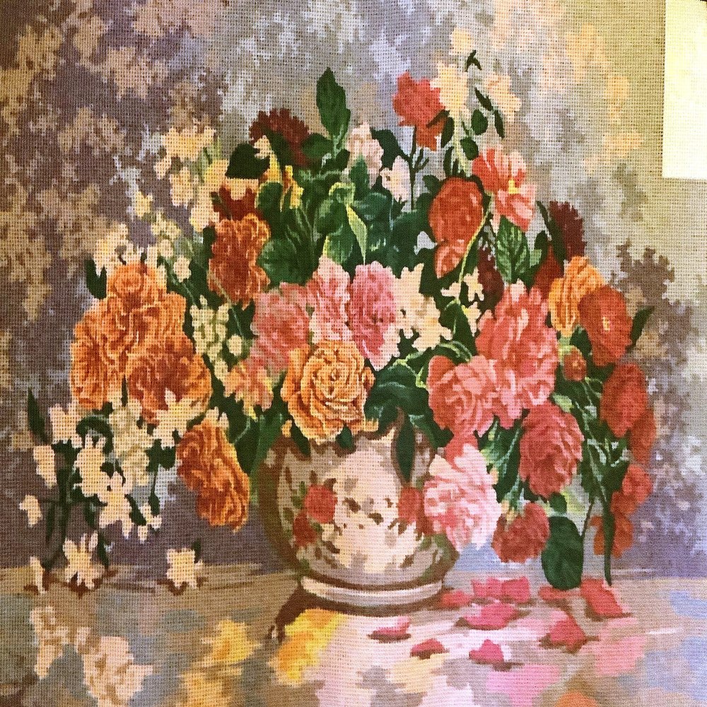 Printed Canvas for Cross Stitch Tapestry Embroidery Gobelin Needlepoint Collection D'art (Bouquet of Roses 12965)