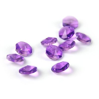 14mm 100pcs/1000pcs Coating Violet Crystal Octagon Beads with 1 Hole/2 Holes Glass Prism Pendant Home Wedding Decoration,1 Hole,500pcs