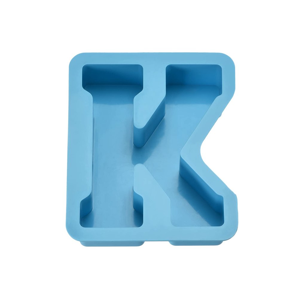 MECCANIXITY 4 Inch Large 3D Alphabet Letter Mold, Silicone Resin Letter Mold for Epoxy Resin Art DIY Crafts Decoration K Blue