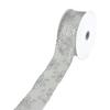 Glitter Christmas Snowflake, Stripe Sheer Wired Ribbon, 1-1/2-Inch, 10-Yard (Silver) view 1
