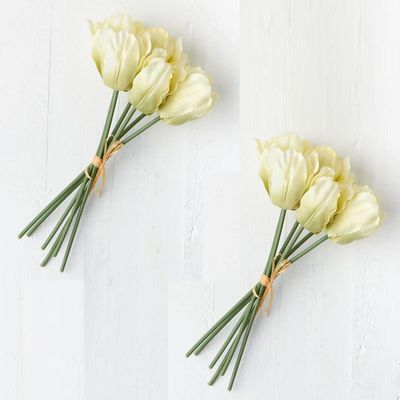 Group of 2 Green Artificial Tulip Bouquets for Spring Arrangements and Displays by Factory Direct Craft (12" H)