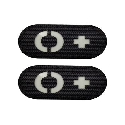 2 PCS AliPlus O+ POS Patches Blood Type Patches Luminous Glow in The Dark Laser Cut Patch Tactical Morale Patch Hook and Loop(2 * 1in Black White)