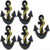 Ranger Return Set 5 of Small Cute Mini Anchor Marine Nautical Sailor Naval Rope Shape Sign Badge Tiny Decal Applique Sew Iron on Embroidered Patches - Black Gold (Anchor-BKGL-MINI5) view 1