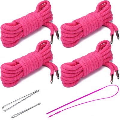 4 Pcs 53'' Drawstring Cords Replacement Drawstrings in 10 Colors facor,with 3 Style Easy Threader for Sweatpants Shorts Pants Hoodies(Hot Pink)