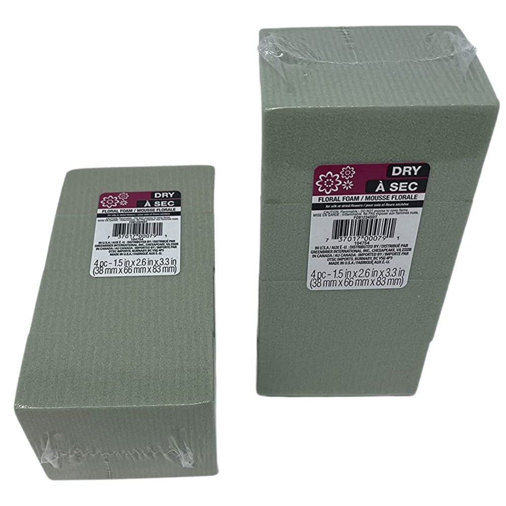 KRE 8 Piece Gentle Grip Green Foam Floral Blocks for Silk or Dried Flowers Winter Spring Summer Fall