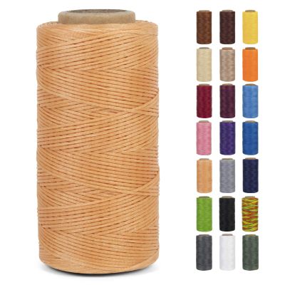 LEREATI 0.8mm Waxed Thread for Leather Sewing, 284 Yards, 150D Flat Wax String, Waxed Cord for Bracelet Making, Bookbinding, Shoe Repairing, Leather Projects, DIY Crafts (Khaki)