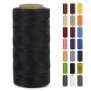 LEREATI 0.8mm Waxed Thread for Leather Sewing, 284 Yards, 150D Flat Wax String, Waxed Cord for Bracelet Making, Bookbinding, Shoe Repairing, Leather Projects, DIY Crafts (Black) view 1