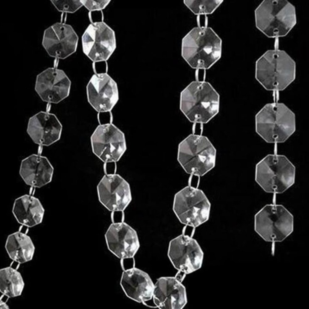10 Meters Acrylic Glass Clear Garland Strand with Silver Rings Hanging Bead Curtain Chains Wedding Decor