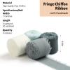 4 Rolls Handmade Fringe Chiffon Ribbon 1" W x 5Yd Per Roll,Blue & Cream Silk-Like Ribbons Set (1" x 20Yd, Blue & Cream) view 2