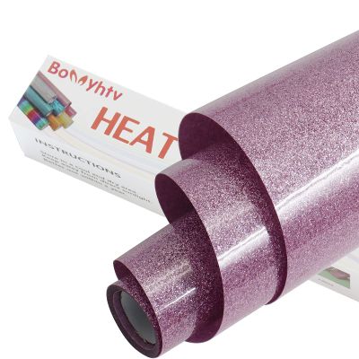 Bonnyhtv Glitter HTV Heat Transfer Vinyl Roll, Glitter Iron on Vinyl for Cricut & Silhouette Cameo, 12" x 5ft Glitter Vinyl for Heat Transfer Vinyl for T-Shirts Gifts (Glitter Rouge Pink)
