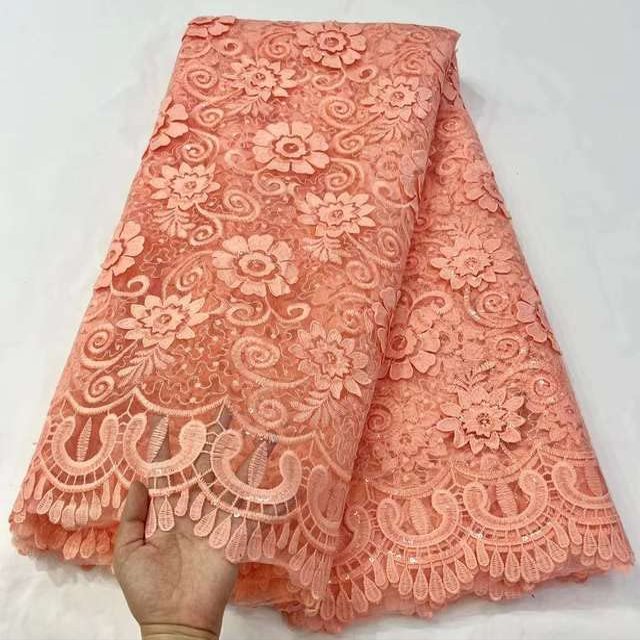 MSBRIC African Lace Fabric The Latest Green Indian Saree Fabric Quality Tulle 3D Sequins lace Fabric Wedding Material - 5 Yards Lace Fabrics for Bridal Sewing Materials Color 1085