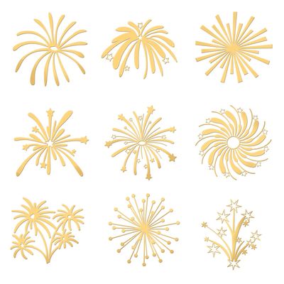 OLYCRAFT 9pcs Self Adhesive Golden Brass Stickers Metal Stickers Fireworks Pattern Sticker Resin Art Epoxy Sticker for Scrapbooking Phone & Water Bottle Decoration 1.6x1.6 inch