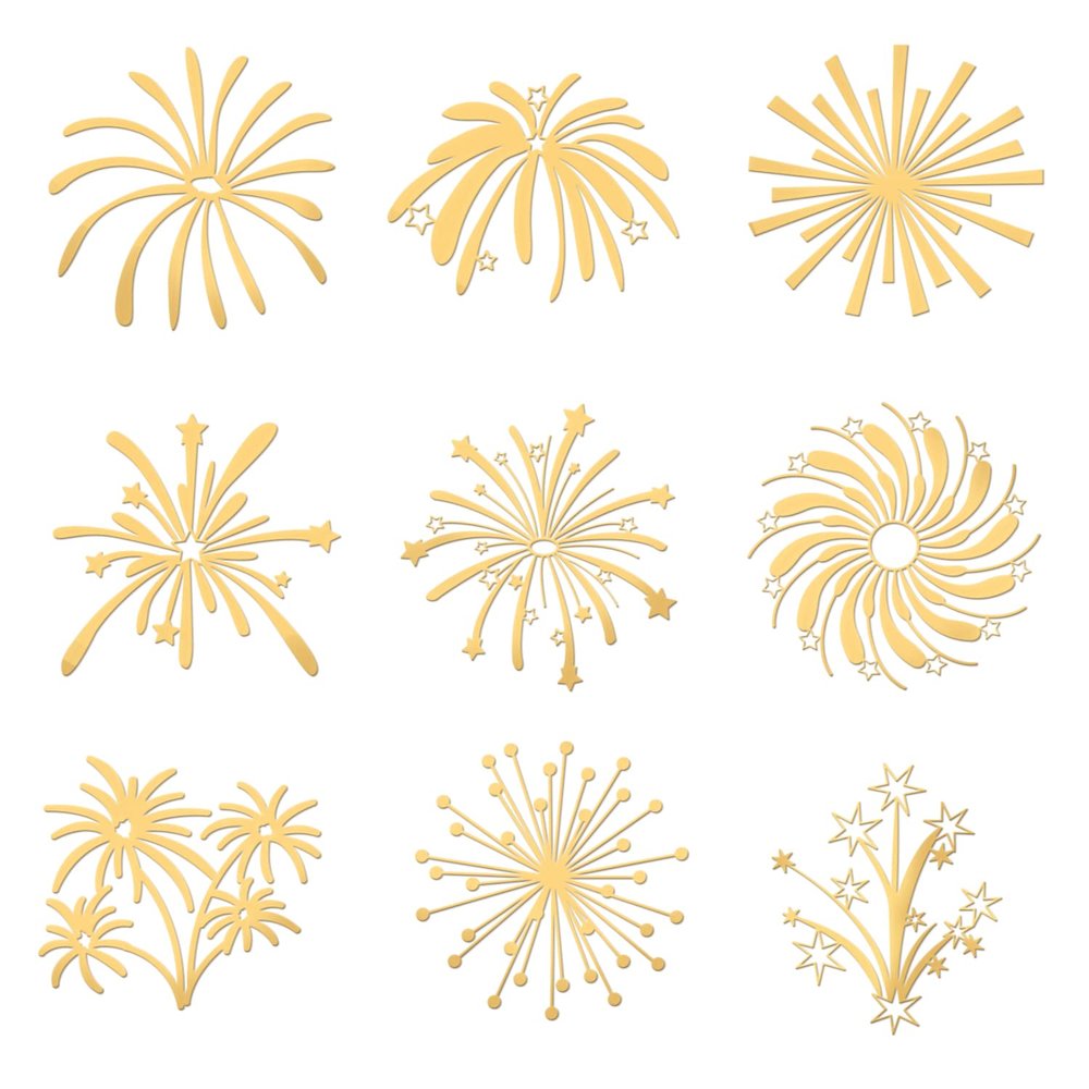 OLYCRAFT 9pcs Self Adhesive Golden Brass Stickers Metal Stickers Fireworks Pattern Sticker Resin Art Epoxy Sticker for Scrapbooking Phone & Water Bottle Decoration 1.6x1.6 inch