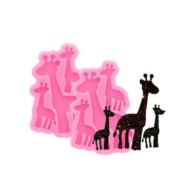 AMZTOART Super Glossy Giraffe Family Resin Mold DIY Keychain Art Silicone Crafting Molds with Epoxy