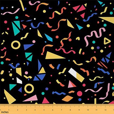 Colorful Fabric By The Yard, Colored Retro Memphis Pattern Upholstery Fabric, Geometric Modern Art Waterproof Fabric, Fashion Funny Decorative Fabric for Upholstery and Home Accents, 2 Yards