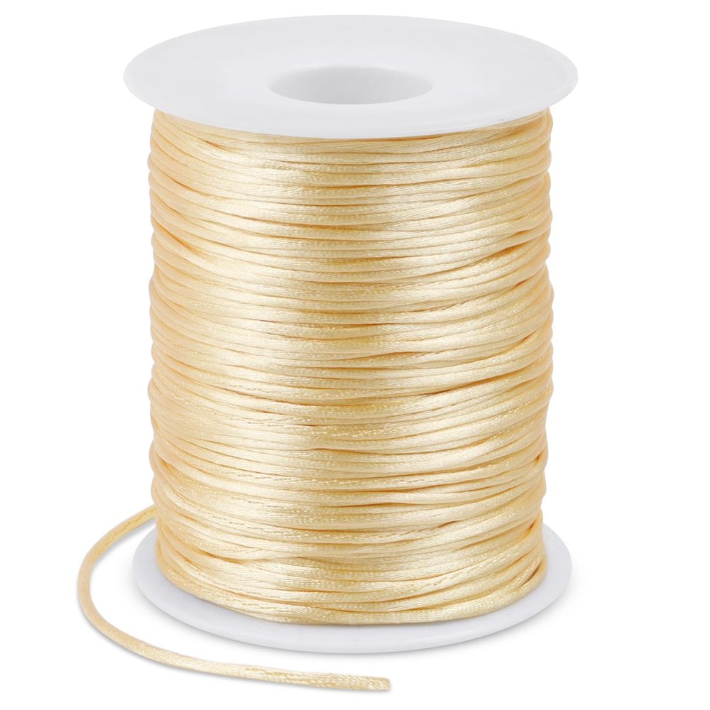 LEREATI 1.5mm Nylon Cord 328 Feet Satin Cord Nylon String for Bracelets, Bracelet Thread Bead String for Jewelry Making, Necklace, Chinese Knotting, Beading, DIY Crafts (Beige)