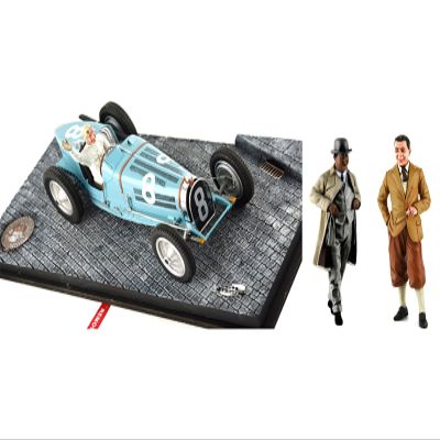 Bugatti T59 #8 Dreyfus 3rd Place Monaco GP (1934) with Driver Mounted & Etorre & Jean Bugatti Figures 1/18 Models by Le Mans Miniatures FLM 1800028 M