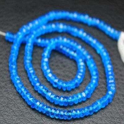 Neon Blue AAA Apatite Faceted Loose Rondelle Gemstone Craft Beads 14" 3mm