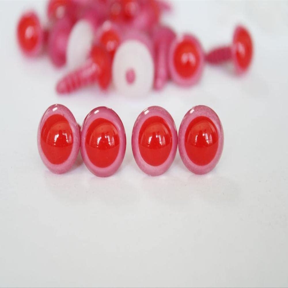 40pcs/lot---10mm 12mm 14mm 16mm 18mm 20mm 24mm Round red Pink Safety Eyes with Washer for DIY Puppet Plush Doll (Color: with Soft Washer, Size: 20mm)