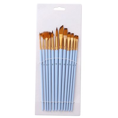 FRAHS 12Pcs Watercolor Paint Brush Pen Set for DIY Nylon Hair Wooden Handleoil Acrylic Painting Art Paint Brushes Supplies for Watercolor, Canvas, Craft, Detail & Oil Painti (Color : Blue)