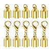 HARFINGTON 5pcs Cord End Cap 6.5mm ID Lobster Claw Clasp End Caps for DIY Bracelets Necklaces, Gold Tone view 1