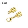 HARFINGTON 5pcs Cord End Cap 6.5mm ID Lobster Claw Clasp End Caps for DIY Bracelets Necklaces, Gold Tone view 3