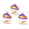 Crafans 10Pcs Halloween Pendants Alloy Enamel Ghost with Candy Charms 25.2x17.8mm Light Gold Plated Cartoon Halloween Ghost with Hat Pendants for Jewelry Making view 1