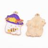Crafans 10Pcs Halloween Pendants Alloy Enamel Ghost with Candy Charms 25.2x17.8mm Light Gold Plated Cartoon Halloween Ghost with Hat Pendants for Jewelry Making view 2