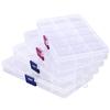 Cosics Rhinestone Organizer Storage Box, 4PCS 15-Grid Small Clear Plastic Jewelry Case, Empty Container Dividers for Nail Art Craft Accessory, Display Holder for Fishing Tackle, Bead, Charms, Sewing view 1