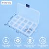 Cosics Rhinestone Organizer Storage Box, 4PCS 15-Grid Small Clear Plastic Jewelry Case, Empty Container Dividers for Nail Art Craft Accessory, Display Holder for Fishing Tackle, Bead, Charms, Sewing view 2