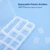 Cosics Rhinestone Organizer Storage Box, 4PCS 15-Grid Small Clear Plastic Jewelry Case, Empty Container Dividers for Nail Art Craft Accessory, Display Holder for Fishing Tackle, Bead, Charms, Sewing view 3