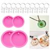 64Pcs Round Silicone Keychains Molds Set- 4Pcs Round Silicone Molds Circle Resin Molds, Epoxy Resin Casting Molds, with Keychains & Jump Ring for DIY Keychain Pendant, Necklace Jewelry Making Craft view 1
